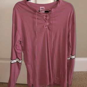 pink long sleeved shirt